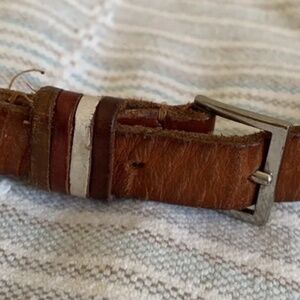 LINEA PELLE for Anthropologie leather tri-color banded belt / brown / Small